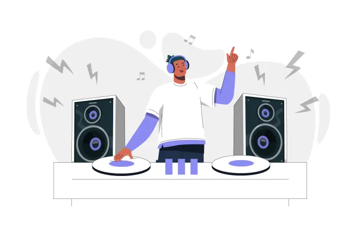 Dj Booth Flat Style Character Illustration image